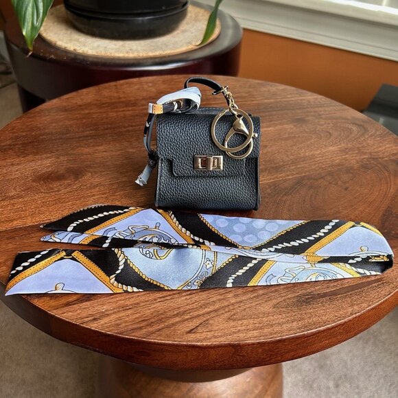 New Mini Handbag Coin Purse Earphone Holder Bag Charm and Twilly Scarf - Picture 4 of 7